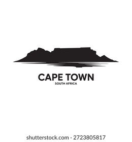 Silhouette of table mountain and cape town cityscape south africa