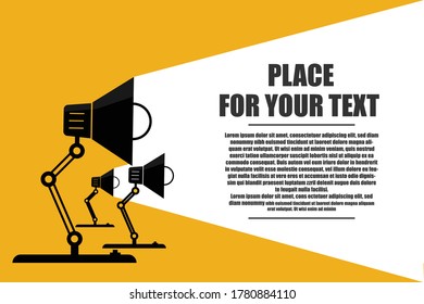 silhouette of a table office lamp and lights on the desk. - Ideas and thinking concept. - Space for your text.