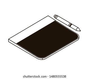 silhouette of tablet on white background