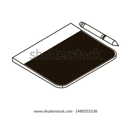 silhouette of tablet on white background