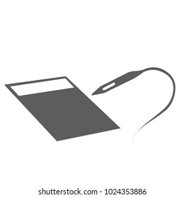 Silhouette tablet pen digital technology. Elements of web icon. Premium quality graphic design icon. Signs and symbols collection icon for websites, web design, mobile app on white background.