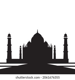 Silhouette Taj Mahal vector illustration in white background