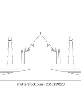 Silhouette Taj Mahal vector illustration in white background