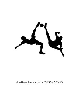 Silueta del vector de diseño del logotipo del jugador takraw