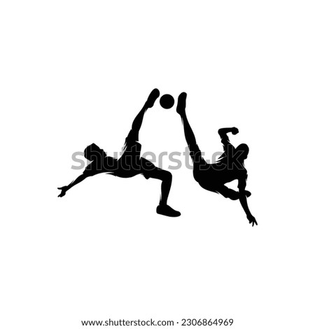 Silhouette of takraw player logo design vector