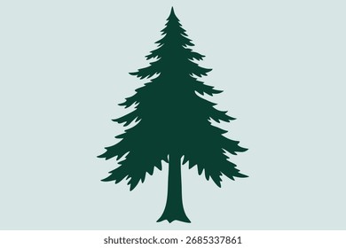 Silhouette of a Tall Evergreen Pine Tree Against a Light Blue Background nature