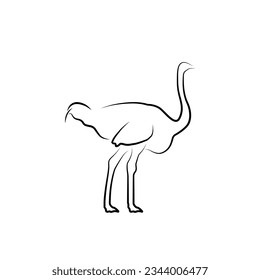 silhouette of a tall ostrich logo on colored background