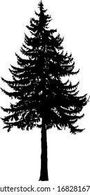 Silhouette of tall pine tree. Hand made.