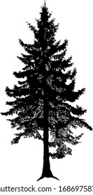Silhouette of tall pine tree. Hand made.