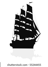 Silhouette Of A Tall Ship