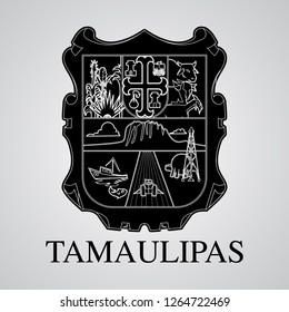 Silhouette of Tamaulipas Coat of Arms. Mexican State. Vector illustration