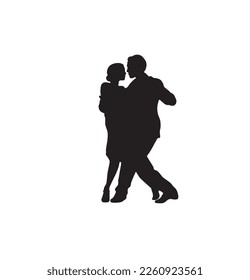 Silhouette of tango dance pair. couple dancers. black silhouette 