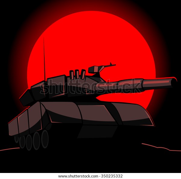 Silhouette Tank On Background Red Sun Stock Vector (Royalty Free ...