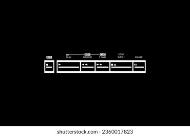 Silhouette of the Tape Deck Buttons, Records, Play, Fast, Forward, Rewind, Stop, Eject, and Pause. Vector Illustration
