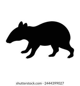 silhouette of a tapir animal on white