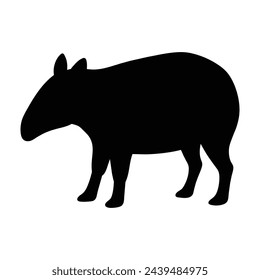 silhouette of a Tapir on white