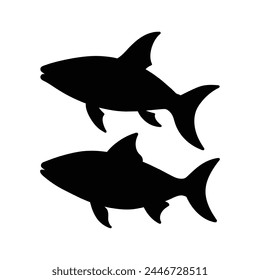 silhouette of tarpon fish on white