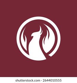 The silhouette tattoo of a phoenix spreading its wings in a minimalist style, circle rising with soft shapes and lines like the logo illustration, red background 
