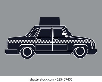 silhouette taxi car with publicity side view