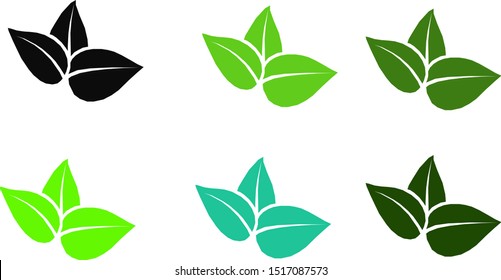silhouette of tea tree spring leaf vector by  illustration set 02