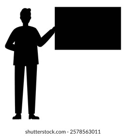 Silhouette of a Teacher Standing in Front of a Chalkboard