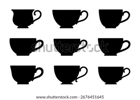 Silhouette of  teacups beverage drinkware