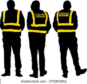 Silhouette of a team of security officers. Vector illustration.