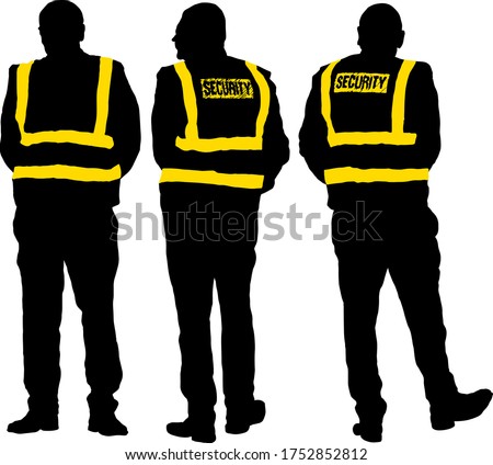 Silhouette of a team of security officers. Vector illustration.