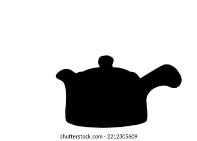 Silhouette of a teapot for making medicine mixture in black and white