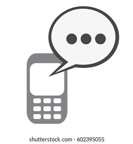 silhouette tech cellphone and dialog box icon flat vector illustration