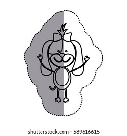silhouette teddy dog bow head, vector illustration design image