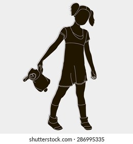 silhouette of teen girl with a toy