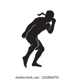 silhouette of Teen martial athlete wearing glove 