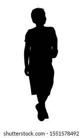 The silhouette of a teenage boy. Vector