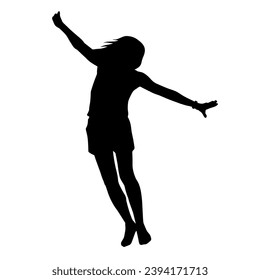 Silhouette of teenager jumping pose. Silhouette of a teen happily jumping.