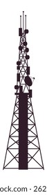 Silhouette of a telecommunication tower providing wireless communication services, symbolizing global connectivity and the advancement of technology