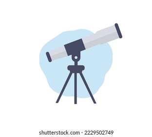 Silhouette of telescope, Astronomer Equipment Telescope logo design. Standing Telescope For Explore And Observe Galaxy And Cosmos. Discovery Optical Device vector design and illustration.