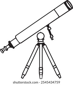 Silhouette Telescope Black and White Vector Illustration (Version: 02)