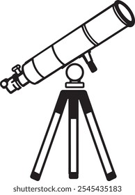 Silhouette Telescope Black and White Vetor ilustração (Versão: 03)