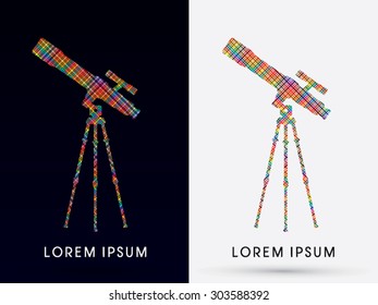 Silhouette, Telescope, designed using colorful line, graphic vector.