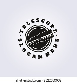 silhouette Telescope logo in circle badge, vector illustration design