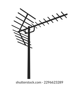 Silhouette der Fernsehantenne einzeln auf weißem Hintergrund