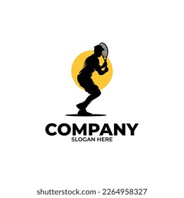 Silhouette of tennis player logo design template