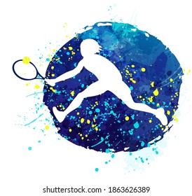 Silhouette de entrenamiento de tenistas. Ilustración del vector