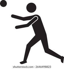 Silhouette of a tennis player and volleyball player in action with sports vector design