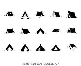Silhouette Tent Icon Element Set