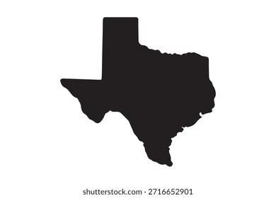 Silhouette of Texas State Shape Isolated on Transparent Background