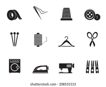 Silhouette Textile objects and industry icons - vector icon set