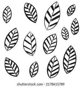 Silhouette of texture leaves, autumn leaves isolated on white background, silhouette of autumn leaves, black leaves on white background
