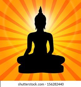 Silhouette of a Thai Buddha. 
